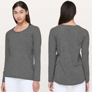 Lululemon Pima Cotton Emerald Long Sleeve Striped Shirt